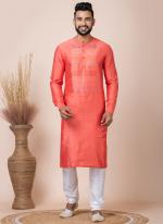 Ps Viscose Orange Festival Wear Embroidery Work Readymade Kurta Pajama